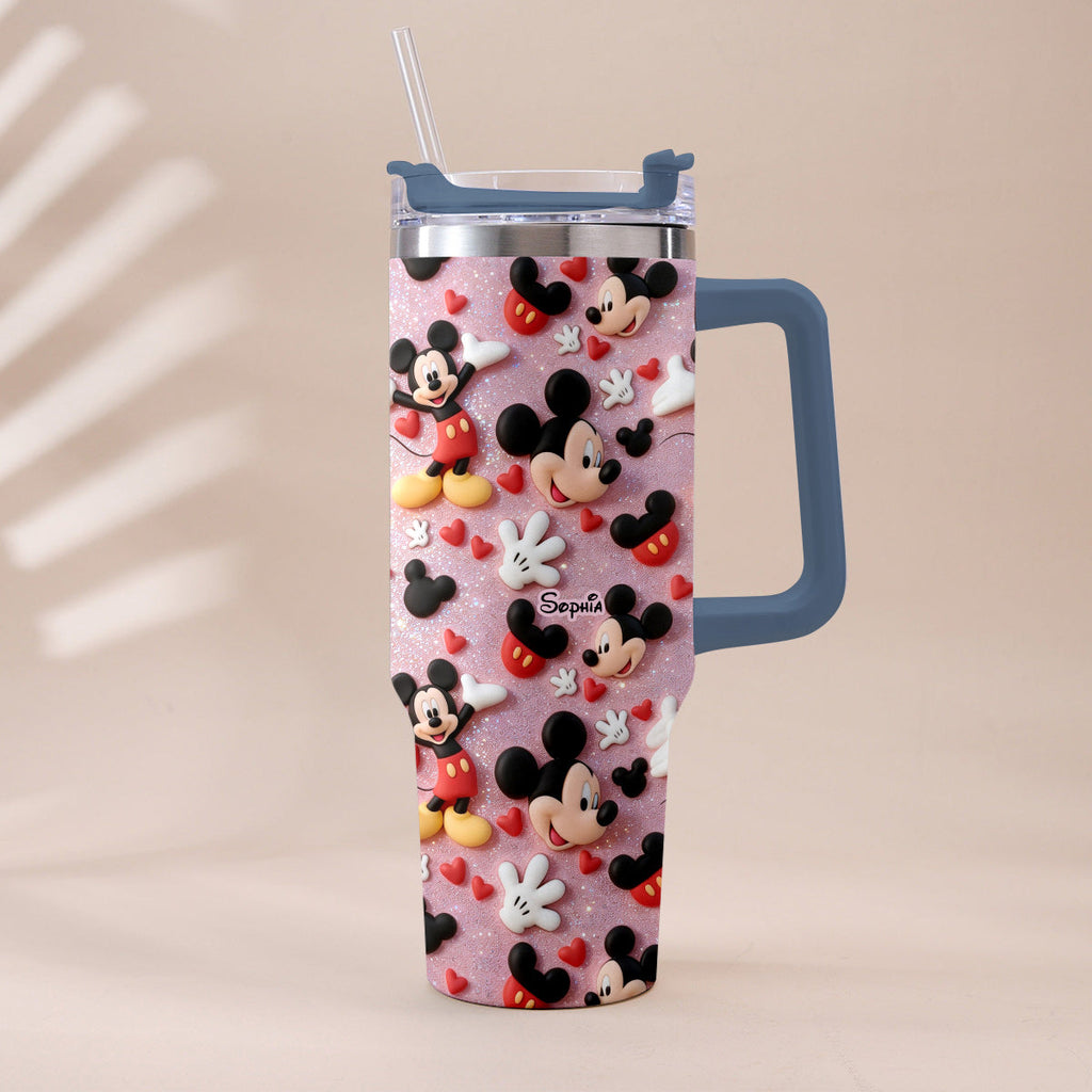 Personalized Cartoon Mouse Tumbler with Plush Charm for Kids Tumbler With Plush Charm GradoCreations
