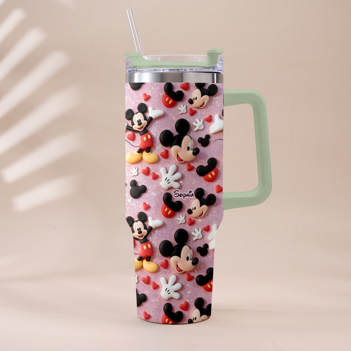 Personalized Cartoon Mouse Tumbler with Plush Charm for Kids Tumbler With Plush Charm GradoCreations