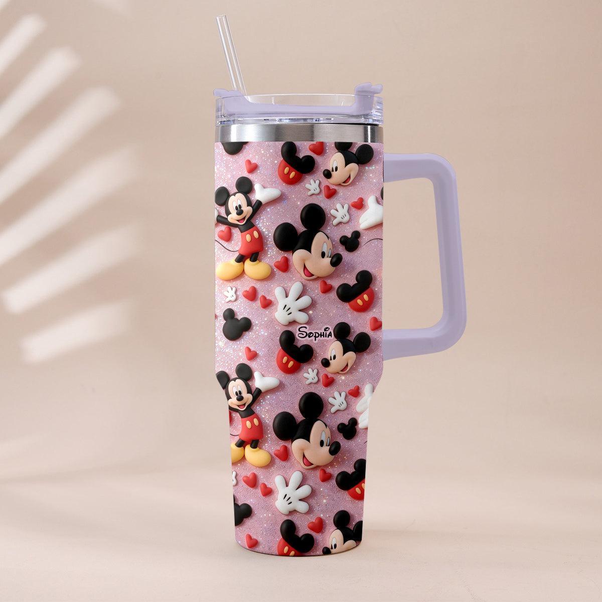Personalized Cartoon Mouse Tumbler with Plush Charm for Kids Tumbler With Plush Charm GradoCreations