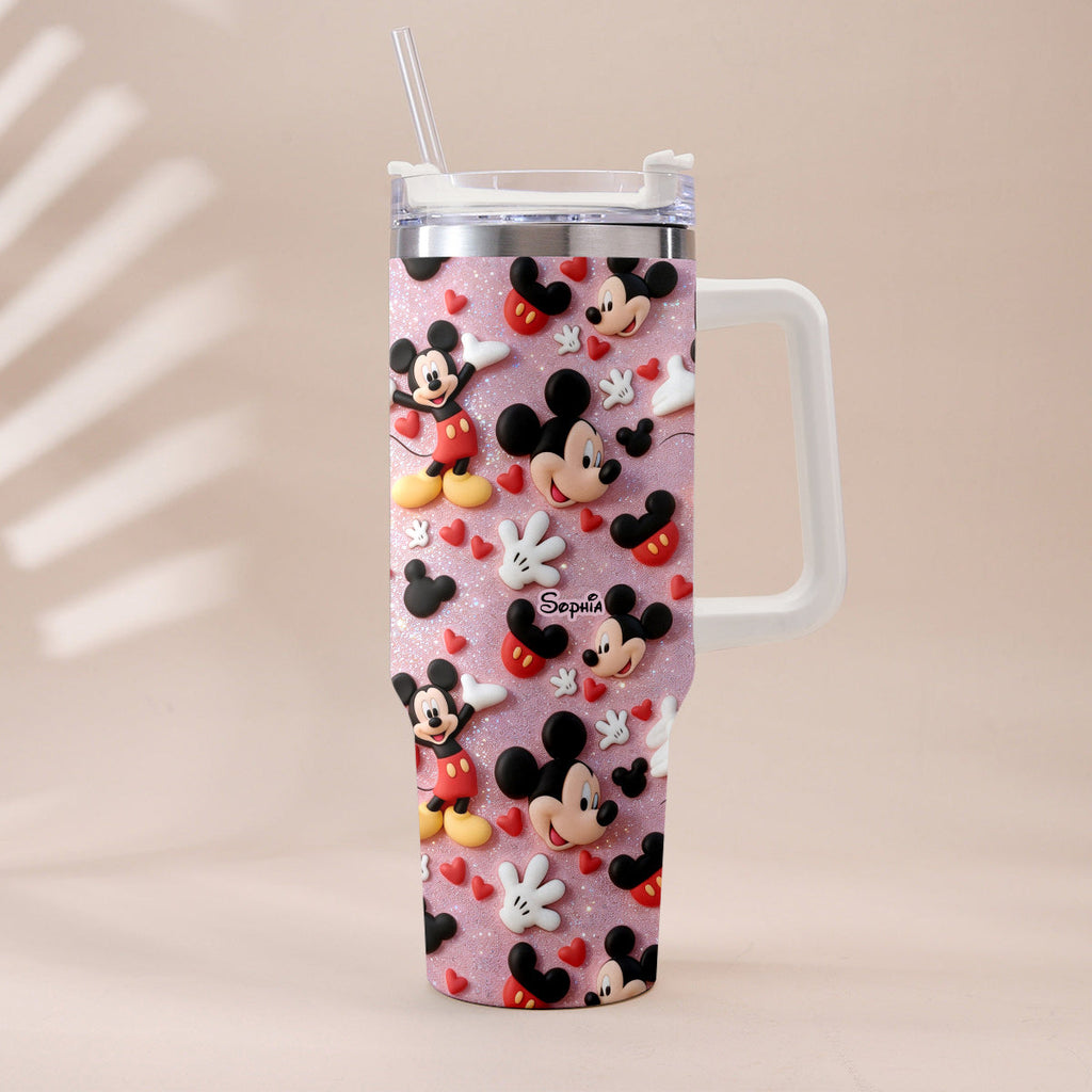 Personalized Cartoon Mouse Tumbler with Plush Charm for Kids Tumbler With Plush Charm GradoCreations