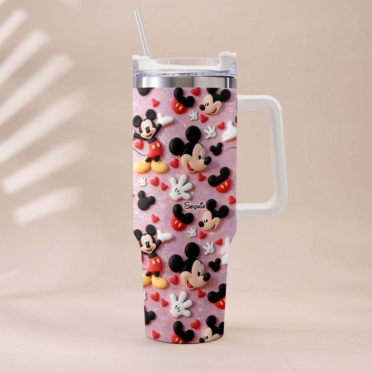 Personalized Cartoon Mouse Tumbler with Plush Charm for Kids Tumbler With Plush Charm GradoCreations