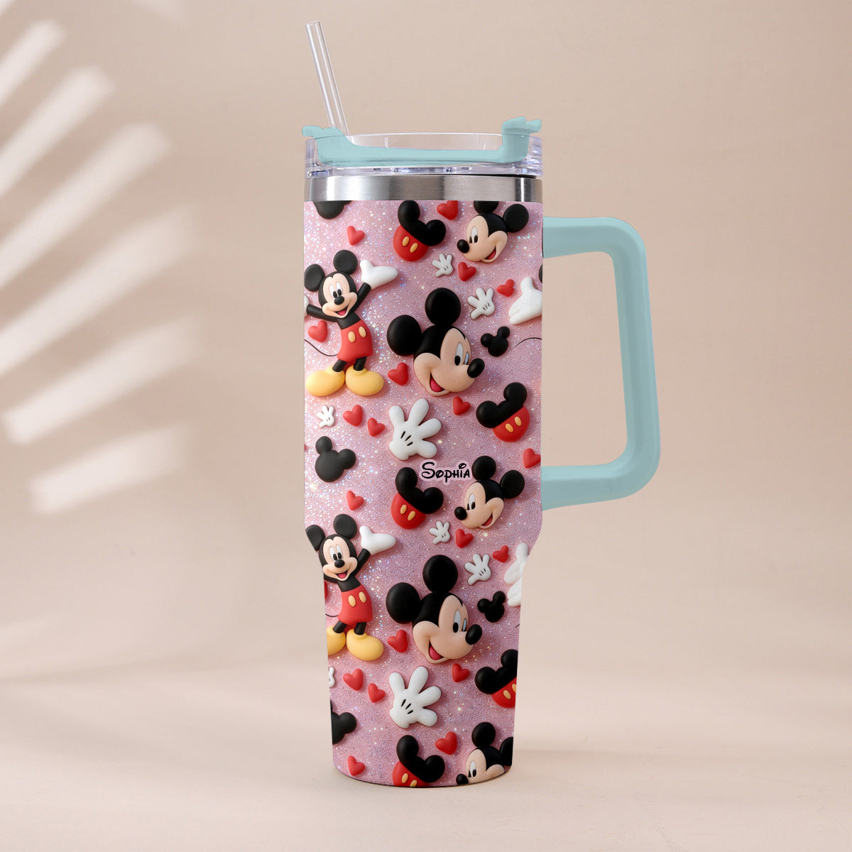 Personalized Cartoon Mouse Tumbler with Plush Charm for Kids Tumbler With Plush Charm GradoCreations