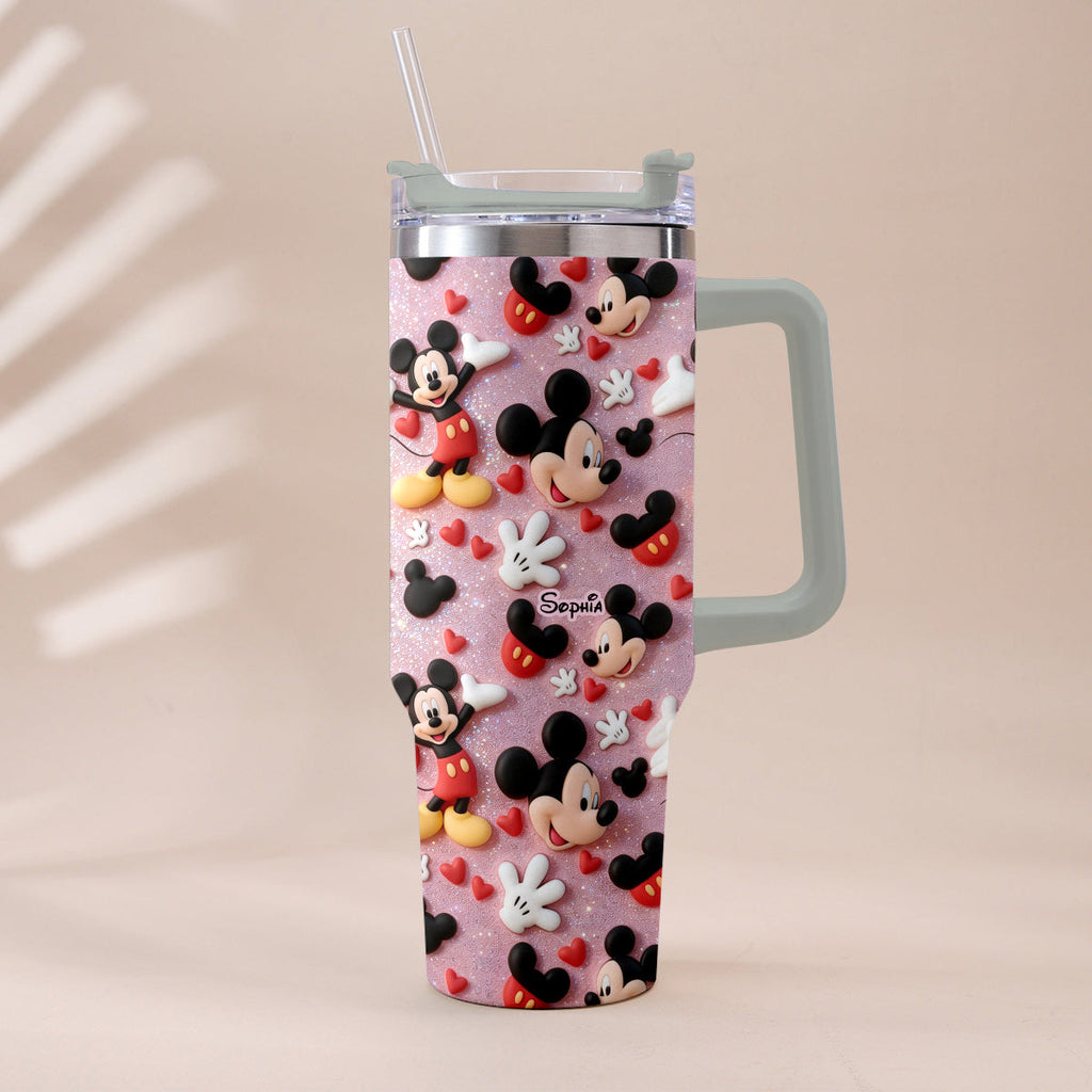 Personalized Cartoon Mouse Tumbler with Plush Charm for Kids Tumbler With Plush Charm GradoCreations