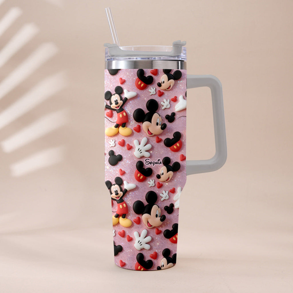 Personalized Cartoon Mouse Tumbler with Plush Charm for Kids Tumbler With Plush Charm GradoCreations