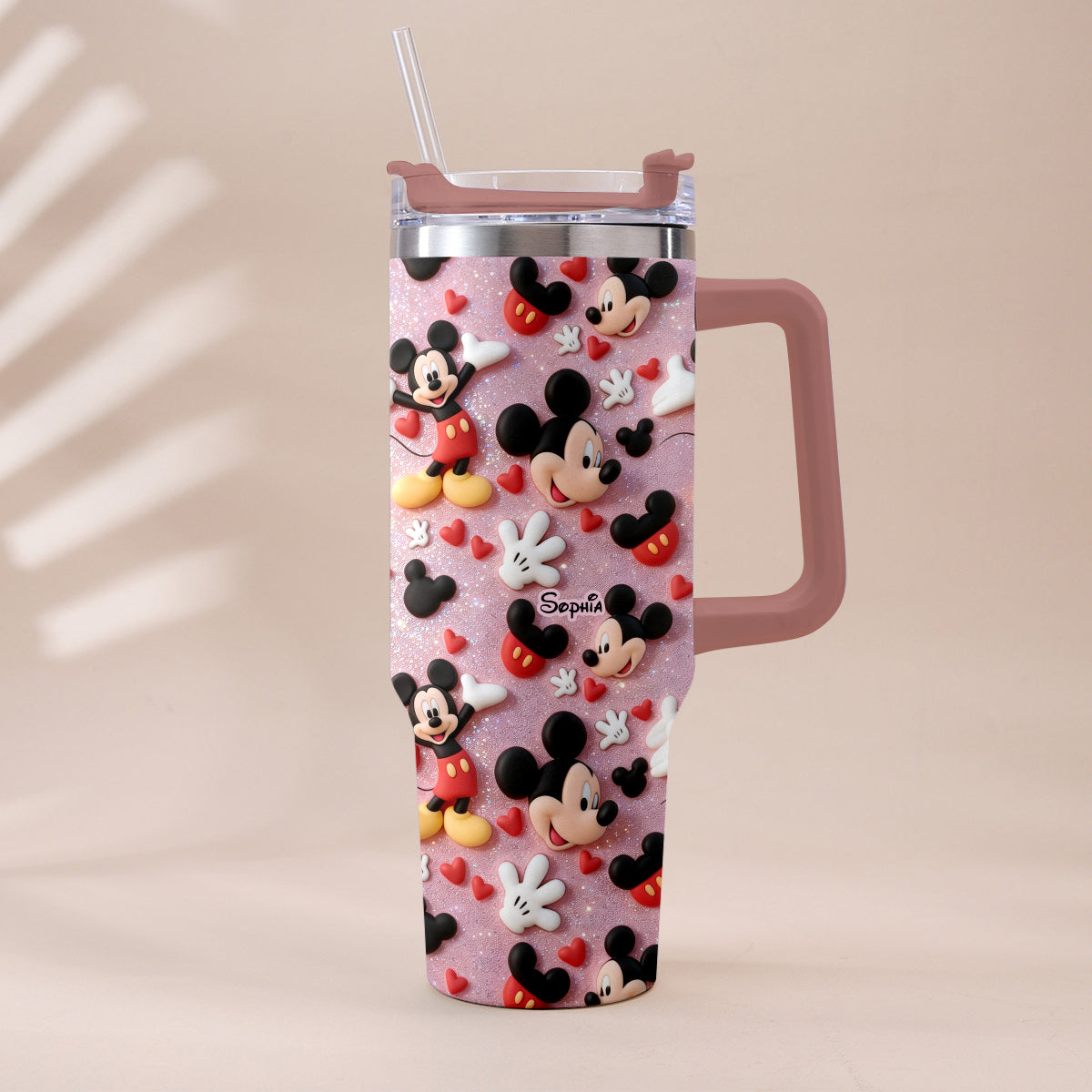 Personalized Cartoon Mouse Tumbler with Plush Charm for Kids Tumbler With Plush Charm GradoCreations