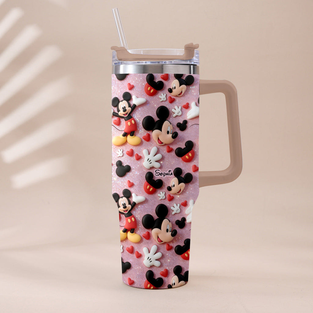 Personalized Cartoon Mouse Tumbler with Plush Charm for Kids Tumbler With Plush Charm GradoCreations