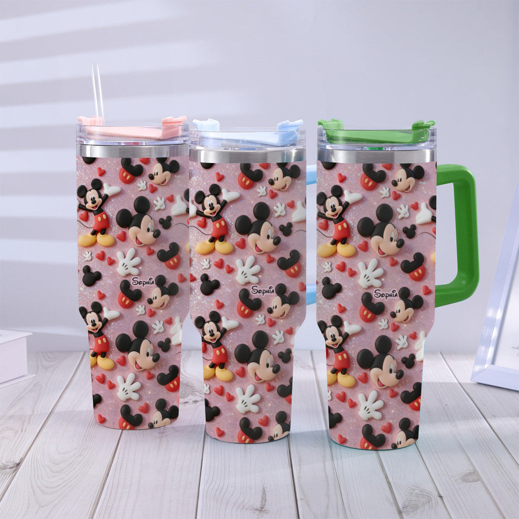 Personalized Cartoon Mouse Tumbler with Plush Charm for Kids Tumbler With Plush Charm GradoCreations