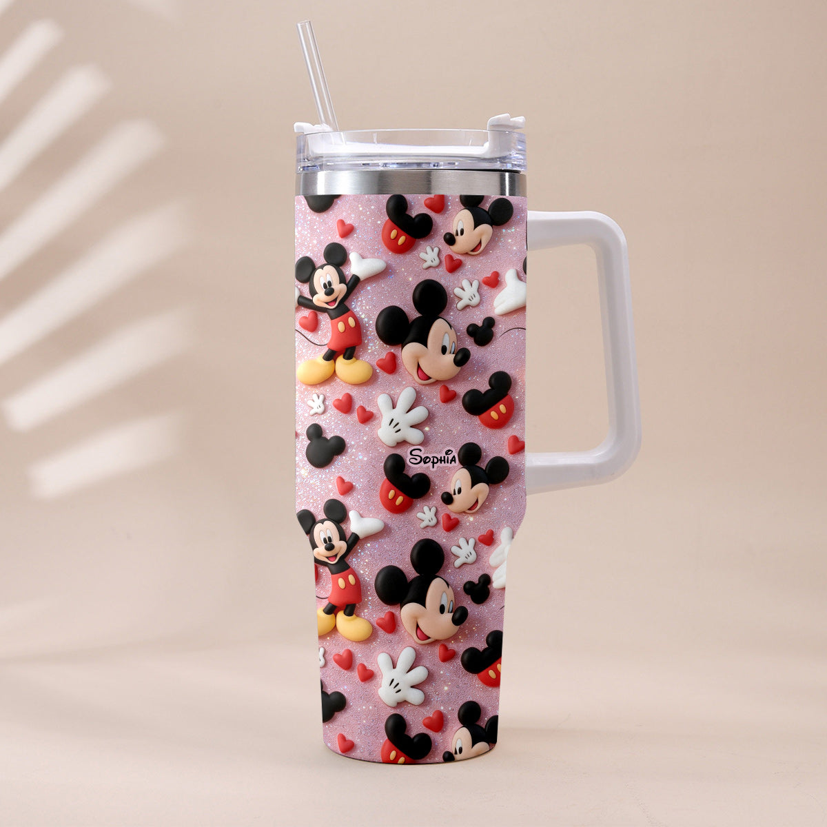 Personalized Cartoon Mouse Tumbler with Plush Charm for Kids Tumbler With Plush Charm GradoCreations