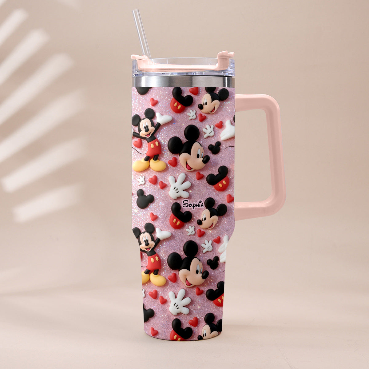 Personalized Cartoon Mouse Tumbler with Plush Charm for Kids Tumbler With Plush Charm GradoCreations