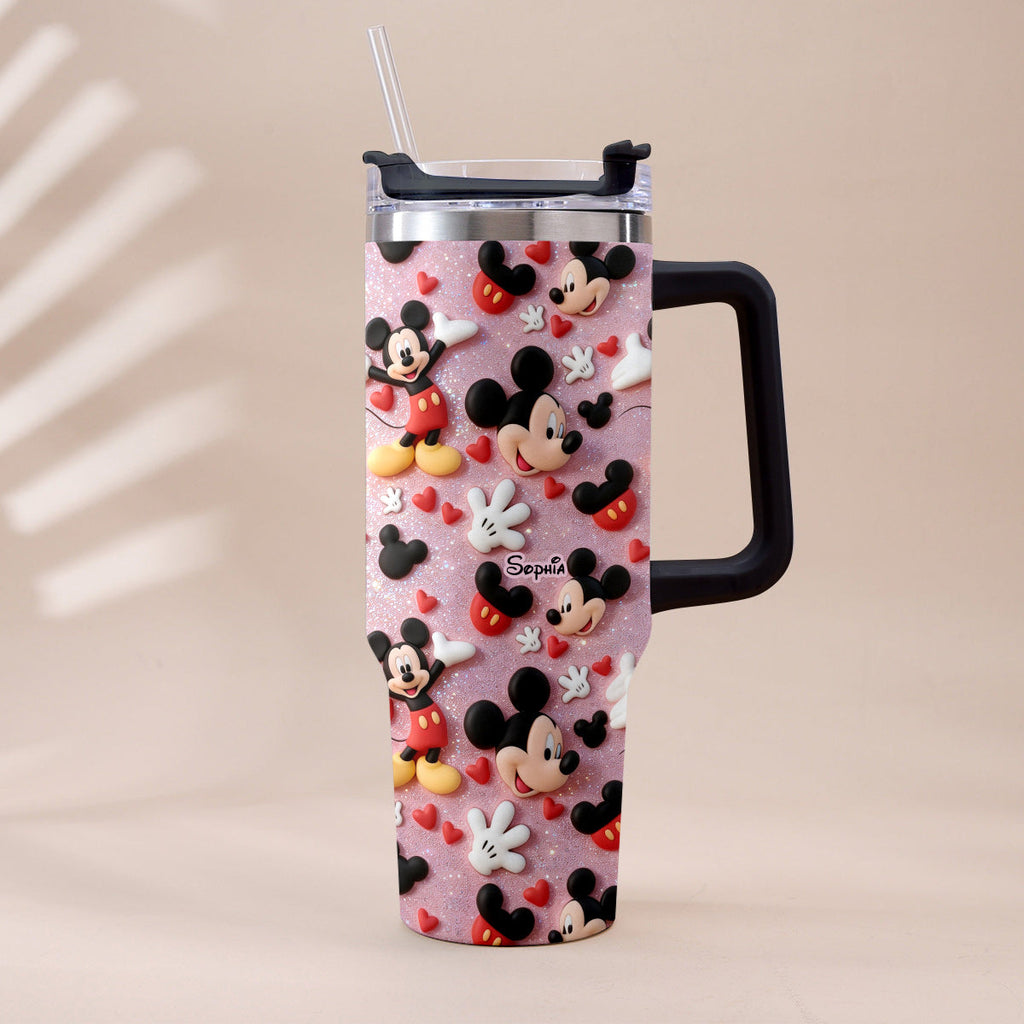 Personalized Cartoon Mouse Tumbler with Plush Charm for Kids Tumbler With Plush Charm GradoCreations
