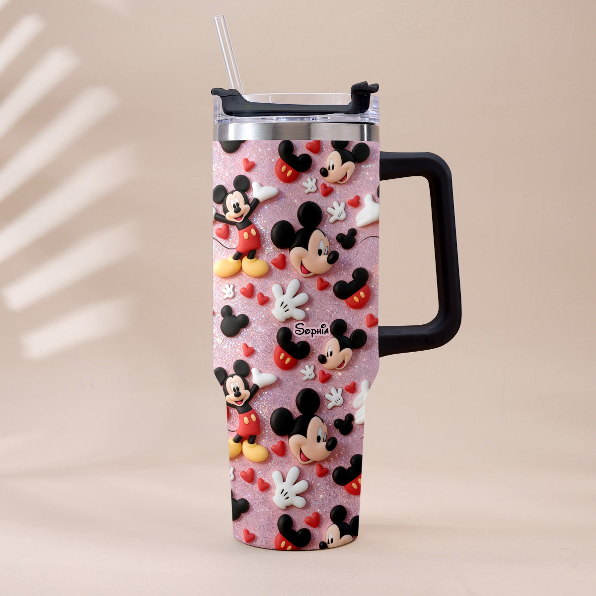 Personalized Cartoon Mouse Tumbler with Plush Charm for Kids Tumbler With Plush Charm GradoCreations