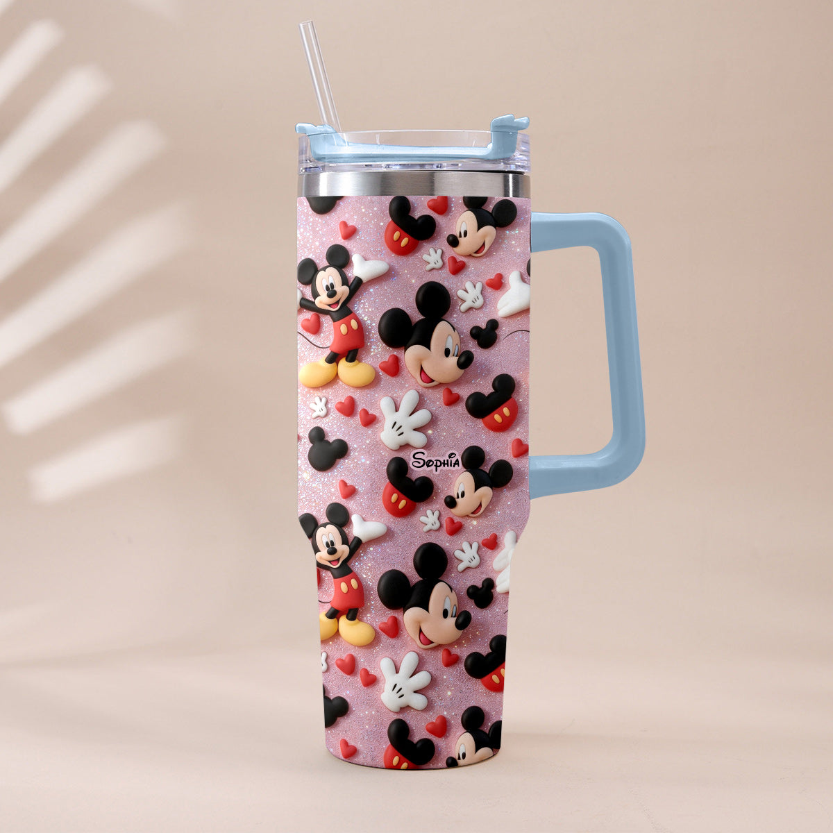 Personalized Cartoon Mouse Tumbler with Plush Charm for Kids Tumbler With Plush Charm GradoCreations