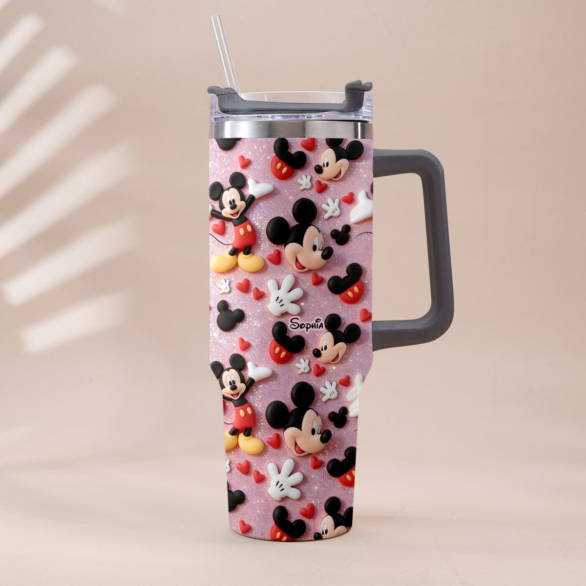 Personalized Cartoon Mouse Tumbler with Plush Charm for Kids Tumbler With Plush Charm GradoCreations