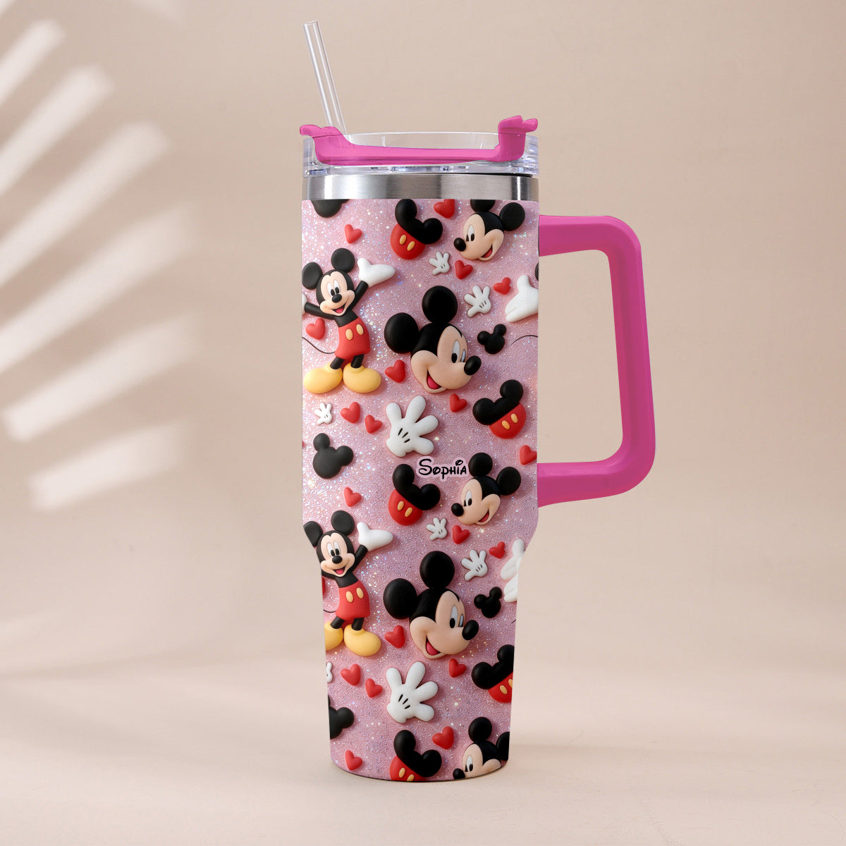 Personalized Cartoon Mouse Tumbler with Plush Charm for Kids Tumbler With Plush Charm GradoCreations