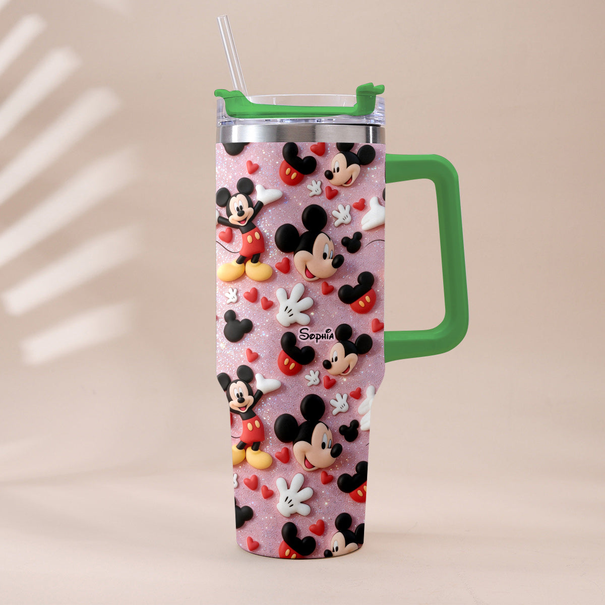 Personalized Cartoon Mouse Tumbler with Plush Charm for Kids Tumbler With Plush Charm GradoCreations