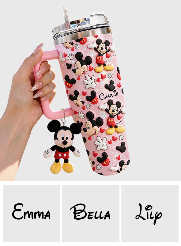Personalized Cartoon Mouse Tumbler with Plush Charm for Kids Tumbler With Plush Charm GradoCreations