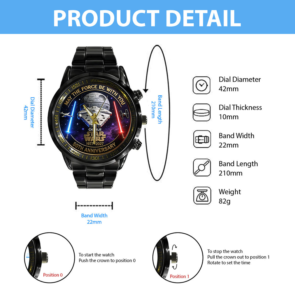 Personalized 50th Anniversary Hand Watch Star Wars Gift Hand Watch GradoCreations