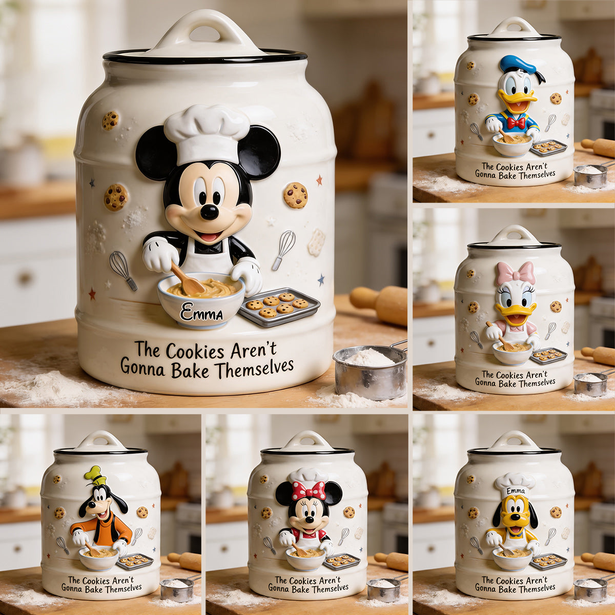Personalized Ceramic Cookie Jar with Mickey Mouse Design for Kids Cookie Jar GradoCreations