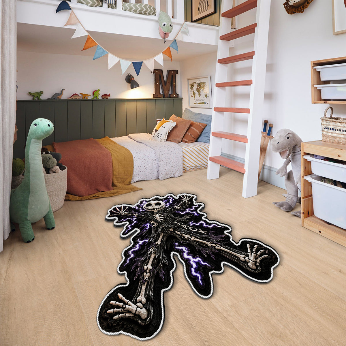 Personalized Spooky Skeleton Tufted Rug Halloween Decor Gift Tufted Rug GradoCreations