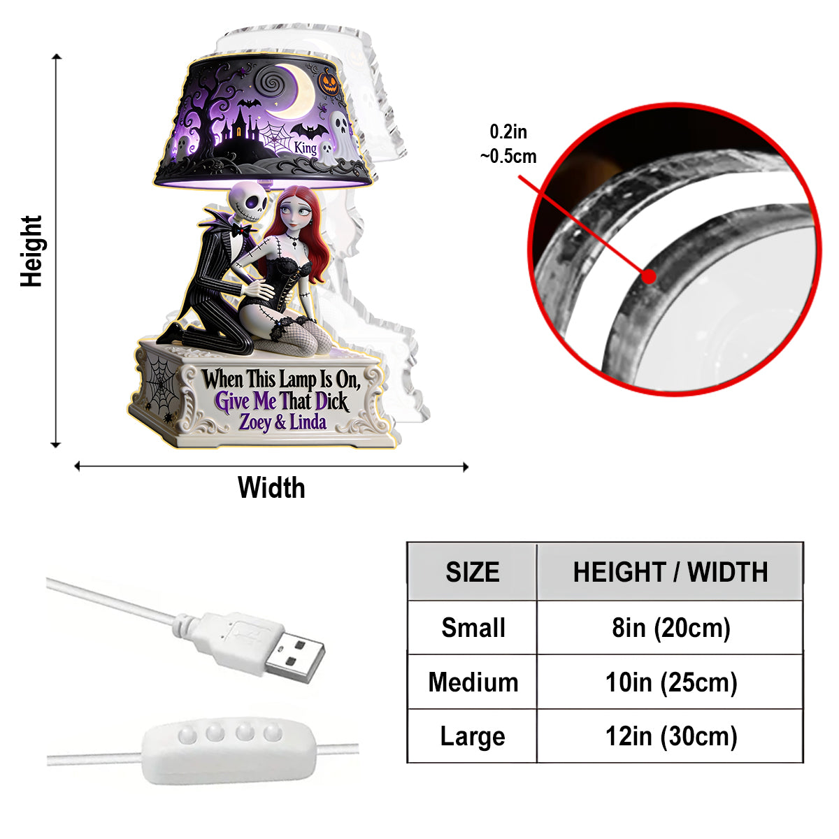 Personalized Acrylic LED Night Light Custom Shape Gift for Couples Acrylic LED Night Light GradoCreations