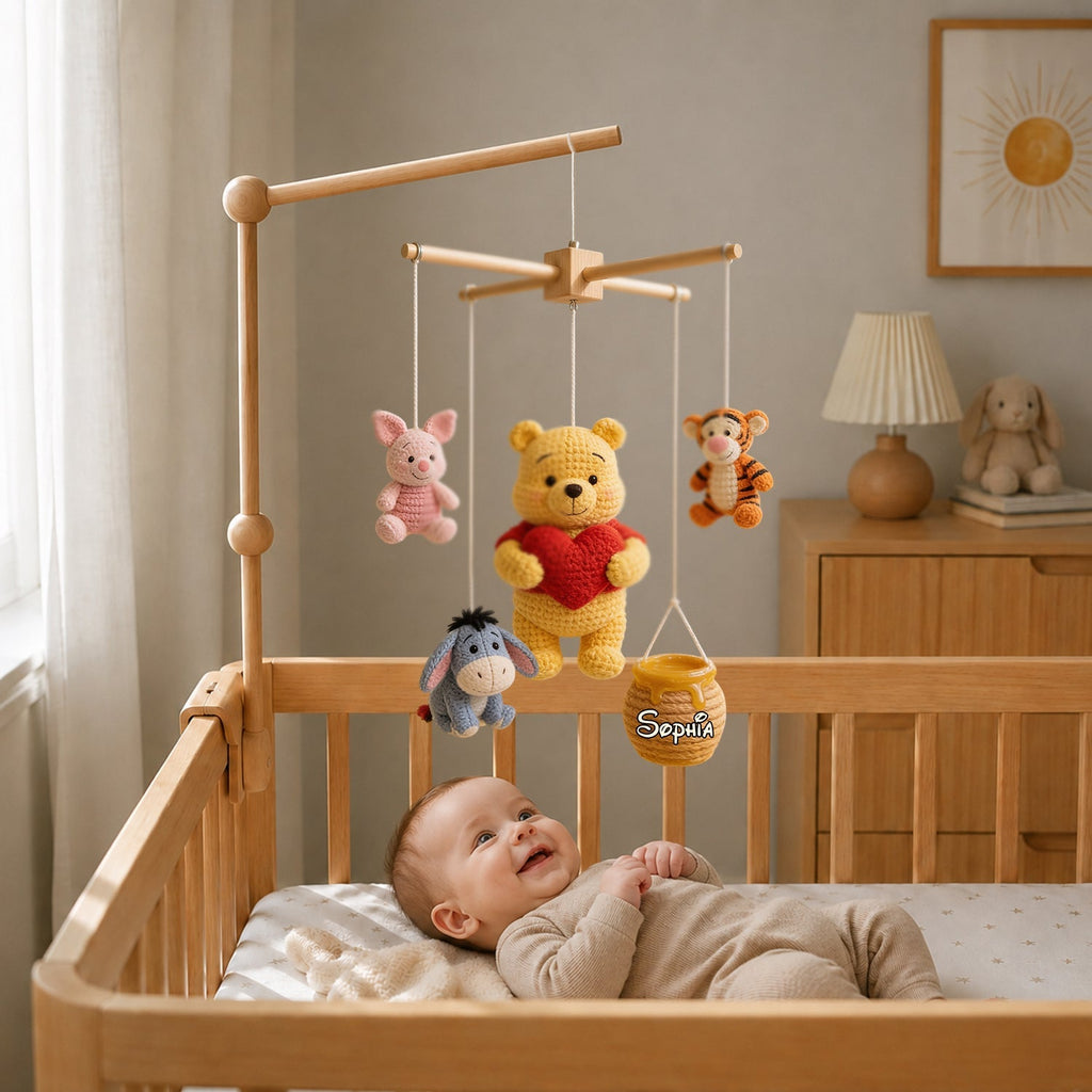 Personalized Baby Crib Mobile with Plush Toys for Nursery Crib Mobile GradoCreations