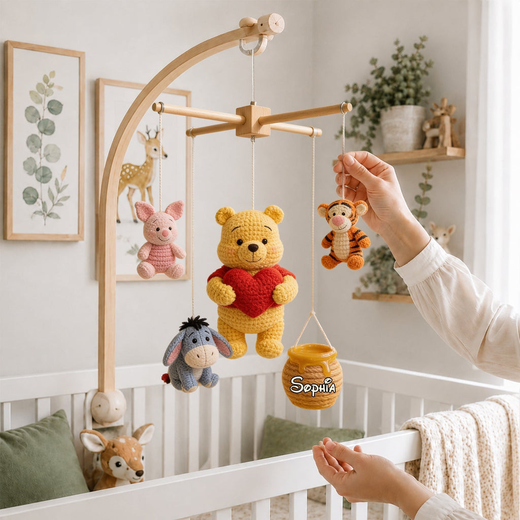 Personalized Baby Crib Mobile with Plush Toys for Nursery Crib Mobile GradoCreations