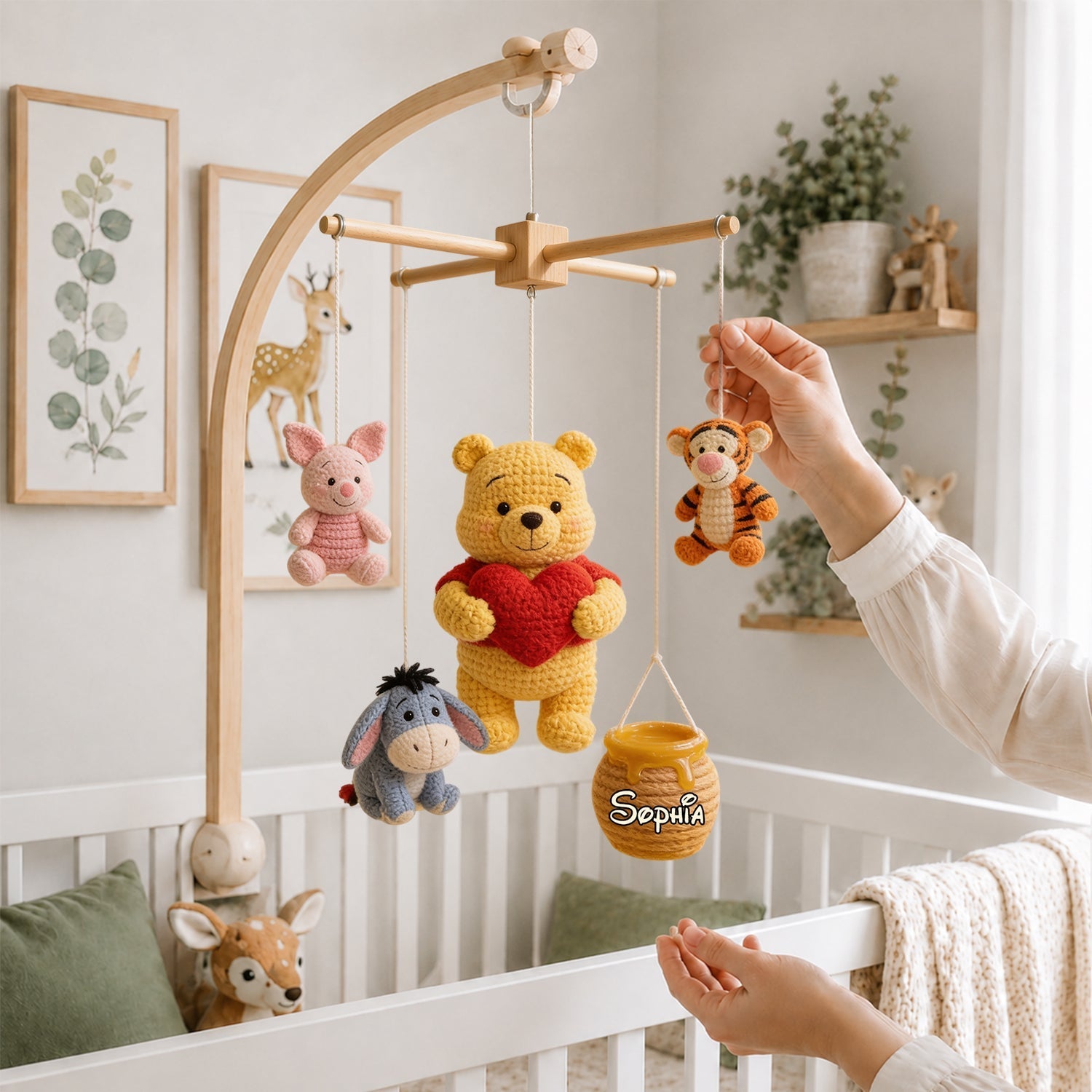 Personalized Baby Crib Mobile with Plush Toys for Nursery Crib Mobile GradoCreations