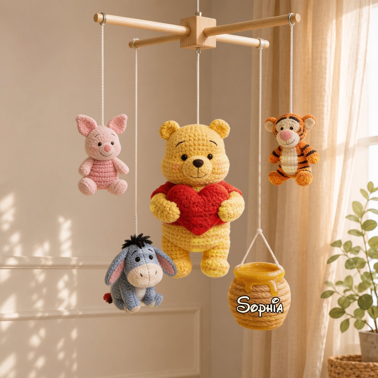 Personalized Baby Crib Mobile with Plush Toys for Nursery Crib Mobile GradoCreations