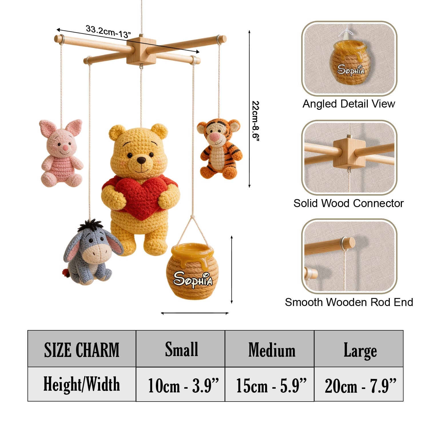 Personalized Baby Crib Mobile with Plush Toys for Nursery Crib Mobile GradoCreations