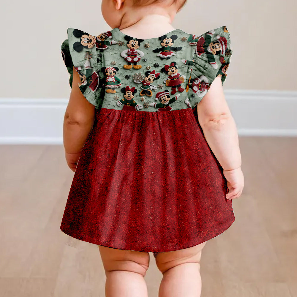 Personalized Kids Ruffle Sleeve Dress with Christmas Design Kid Ruffle Sleeve Dress GradoCreations
