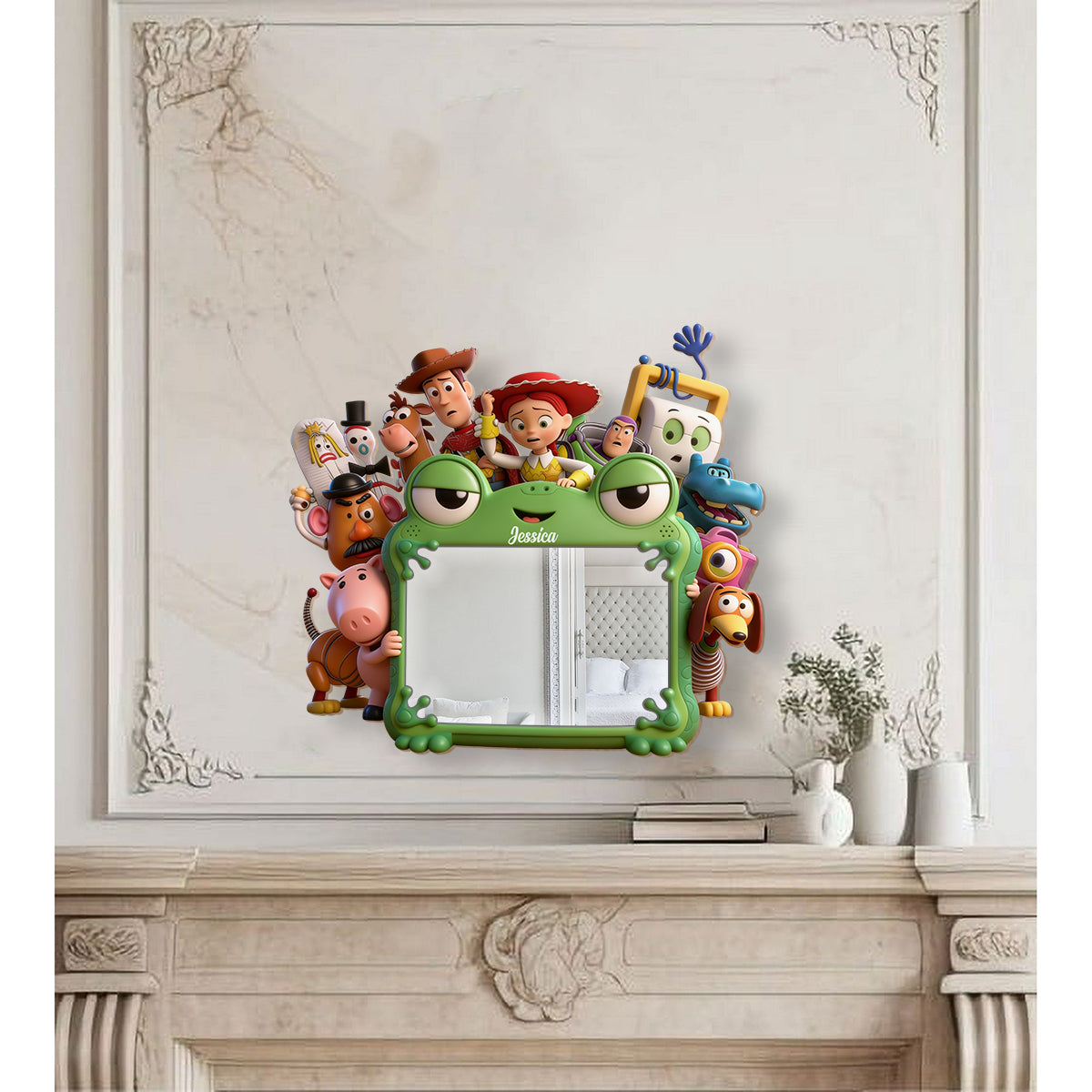 Personalized Kids Wall Hanging Mirror with Fun Characters Gift Wall Hanging Mirror GradoCreations
