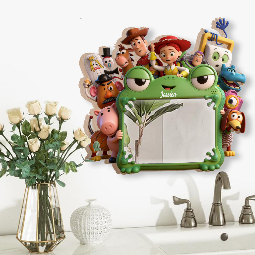 Personalized Kids Wall Hanging Mirror with Fun Characters Gift Wall Hanging Mirror GradoCreations
