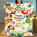 Personalized Birthday Blanket for Kids with Cartoon Characters Blanket GradoCreations