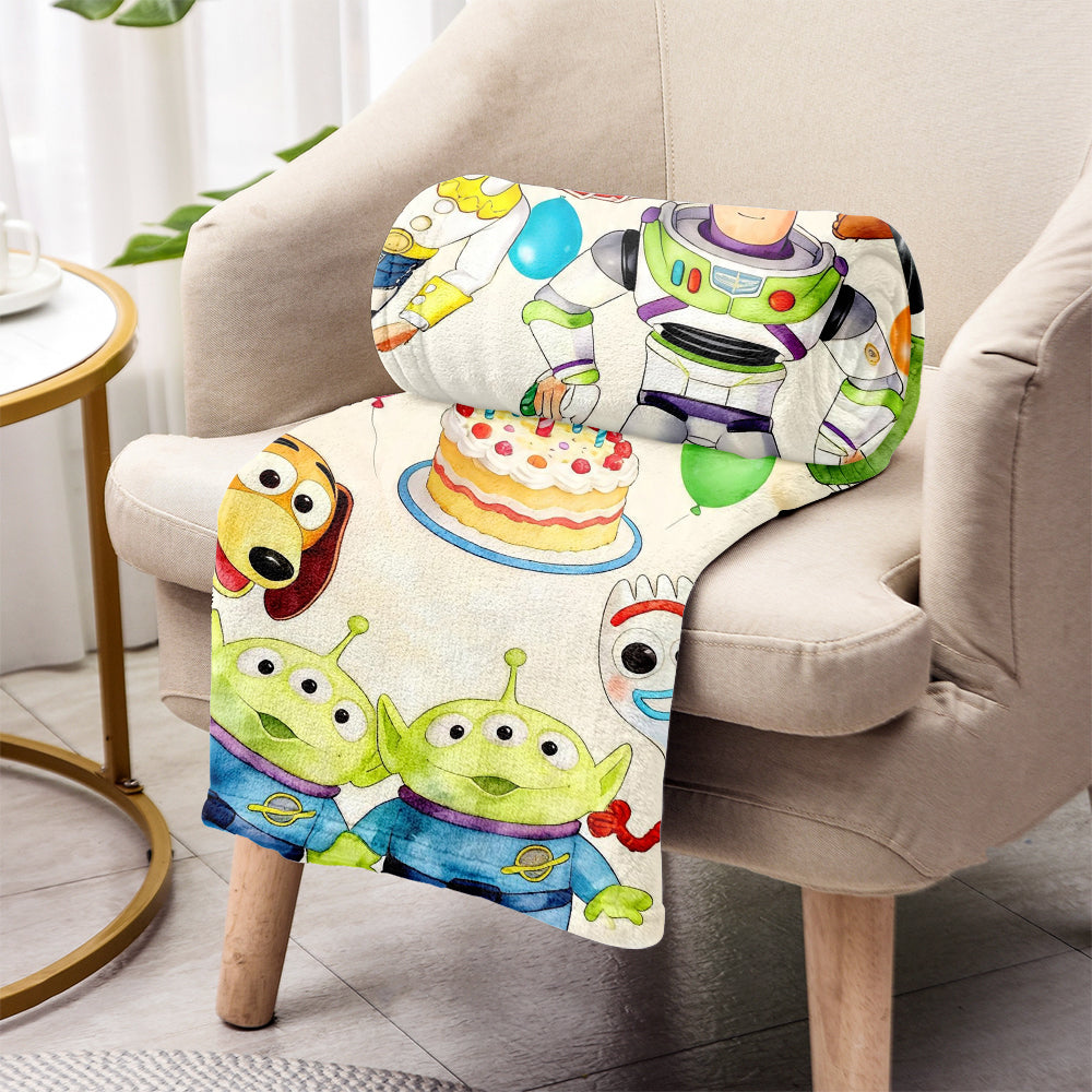 Personalized Birthday Blanket for Kids with Cartoon Characters Blanket GradoCreations