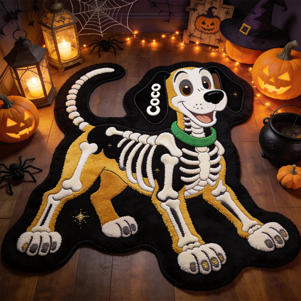 Personalized Halloween Tufted Rug with Skeleton Design for Kids Tufted Rug GradoCreations