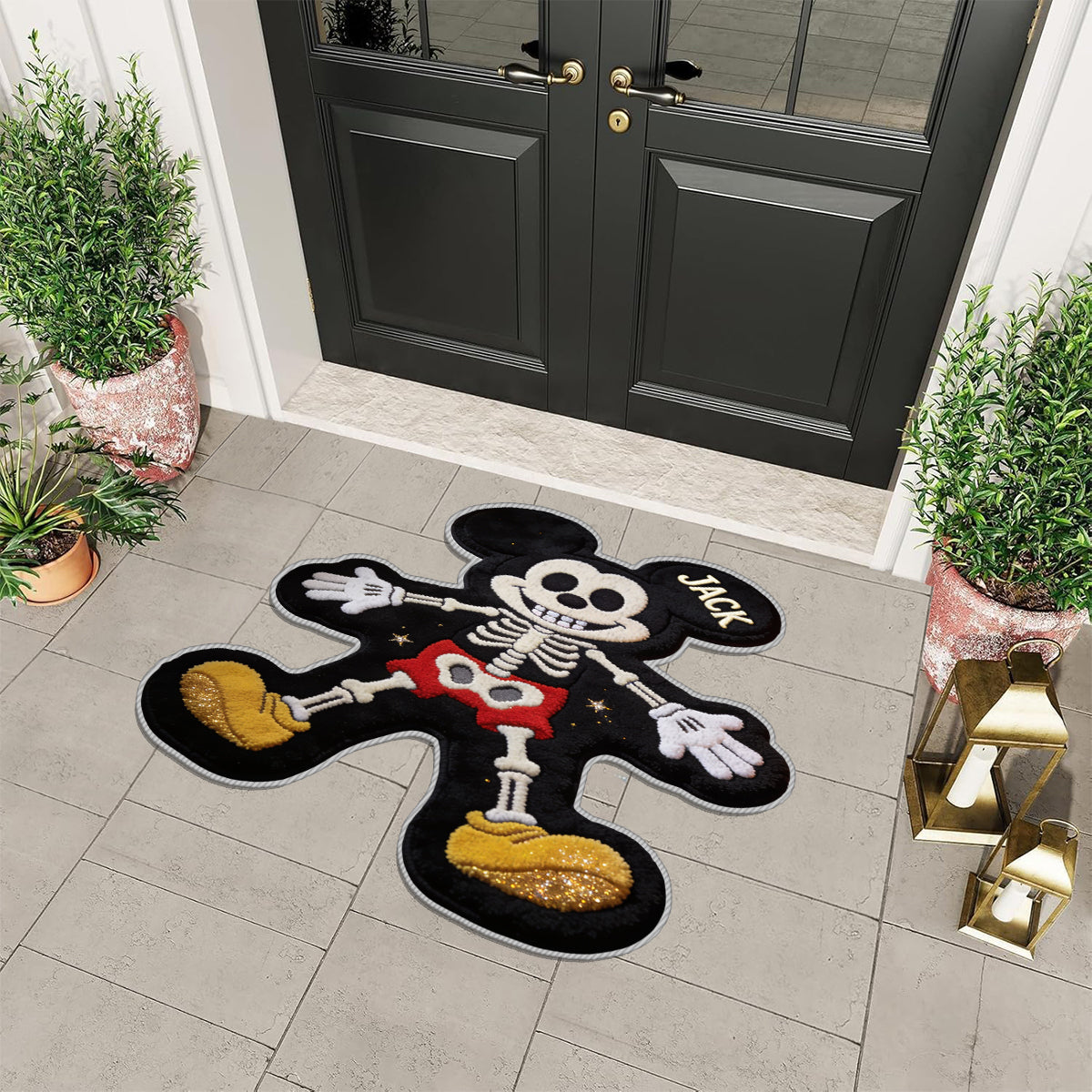 Personalized Halloween Tufted Rug with Skeleton Design for Kids Tufted Rug GradoCreations