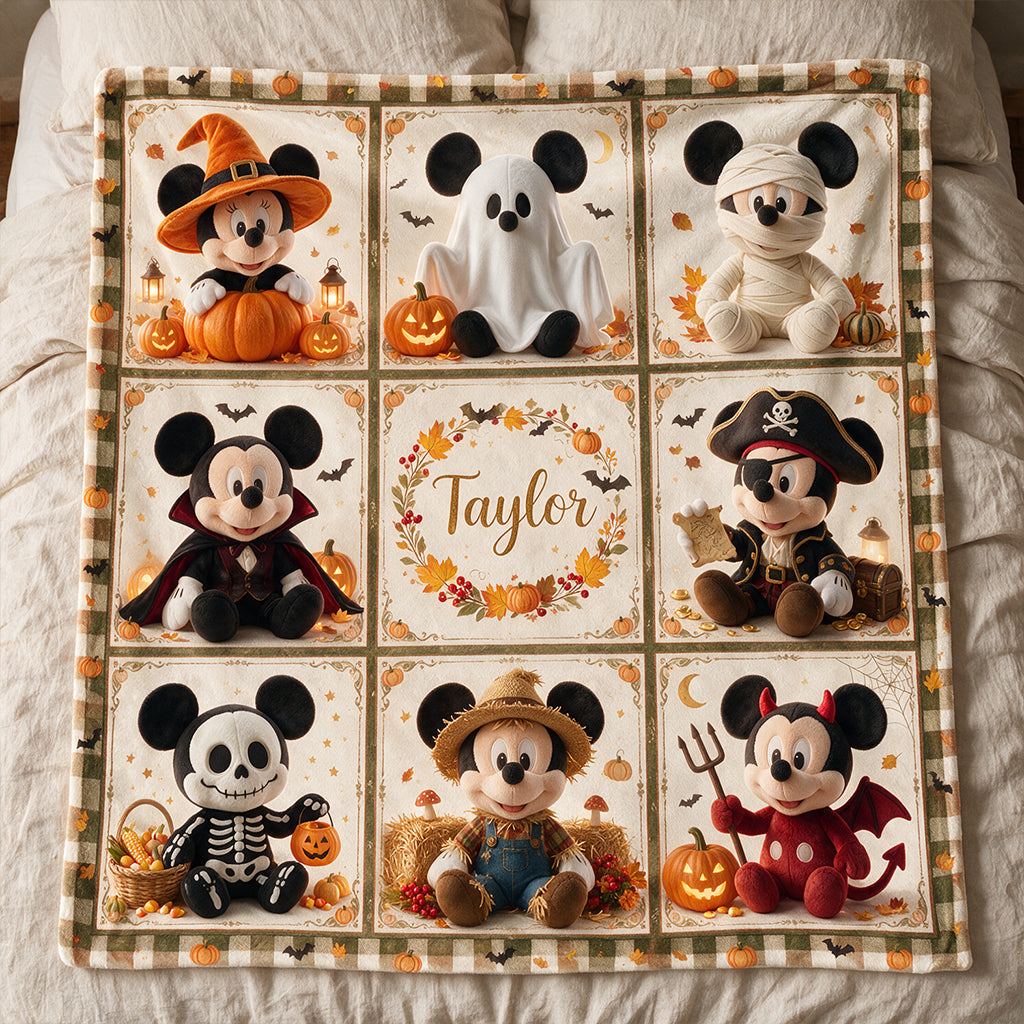Personalized Halloween Mickey Mouse Blanket Custom Name Gift Blanket GradoCreations