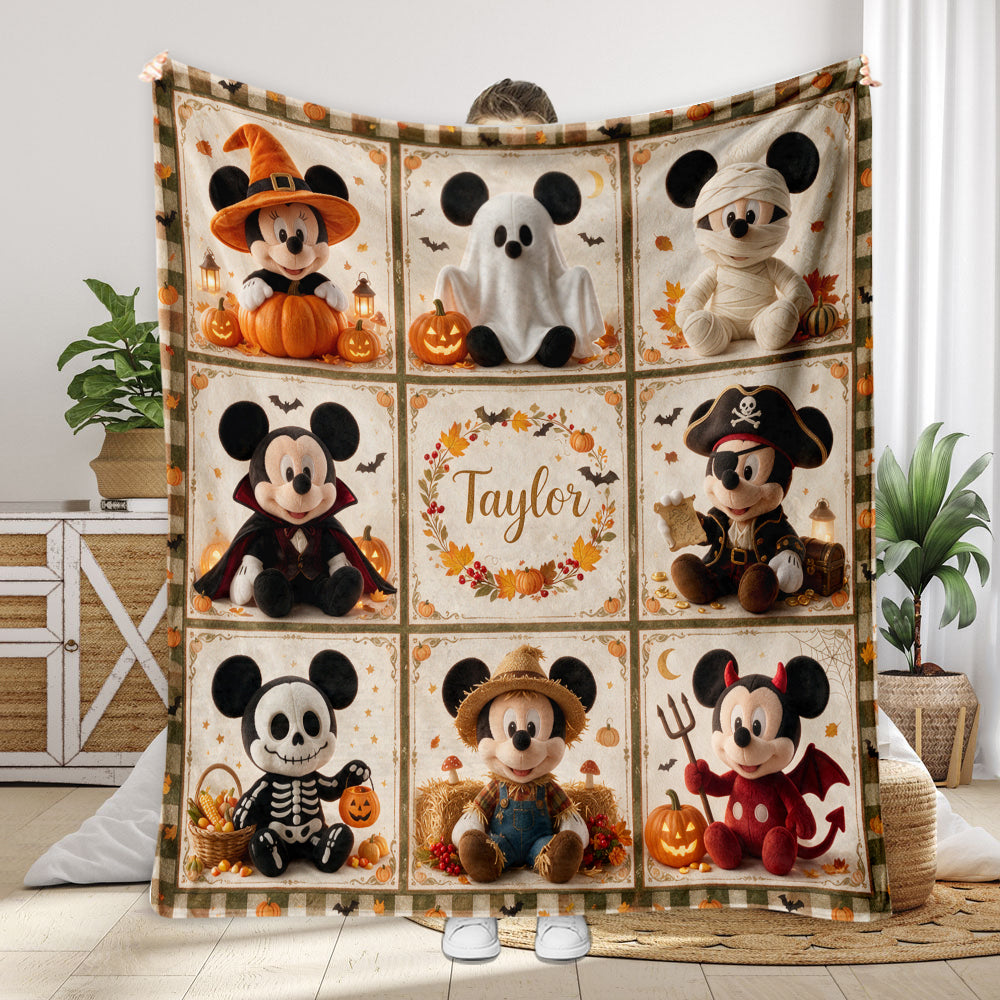 Personalized Mickey Mouse Blanket Custom Name Gift for Halloween Blanket GradoCreations