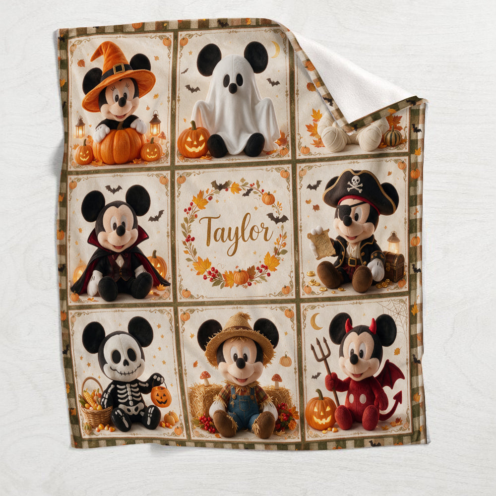 Personalized Halloween Mickey Mouse Blanket Custom Name Gift Blanket GradoCreations