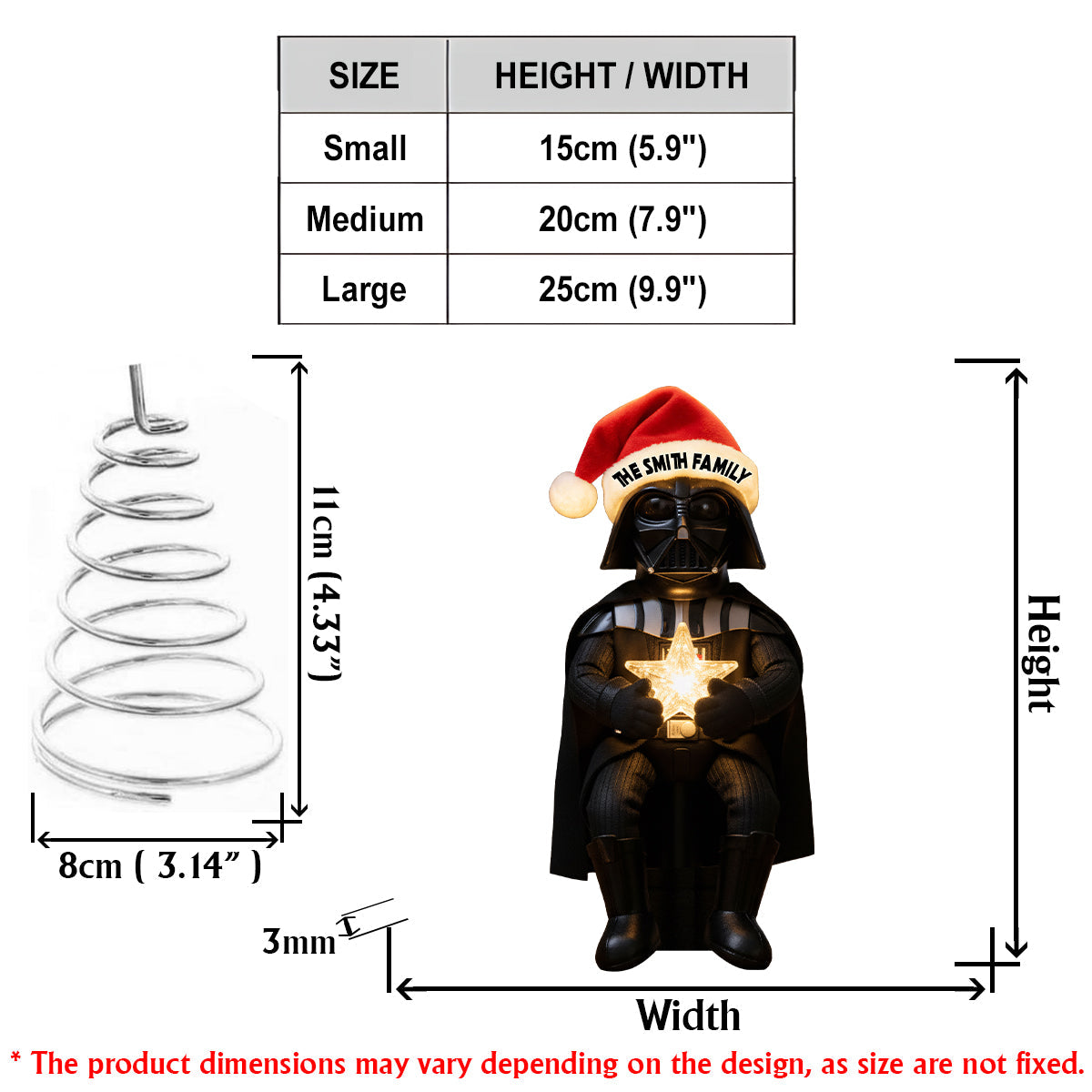 Personalized LED Star Wars Tree Topper Custom Family Name Gift LED Light Tree Topper GradoCreations