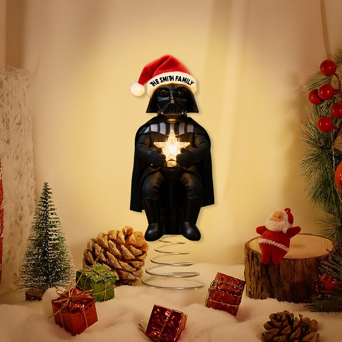 Personalized LED Star Wars Tree Topper Custom Family Name Gift LED Light Tree Topper GradoCreations