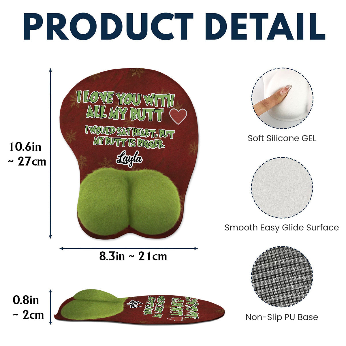 Personalized 3D Mouse Pad Funny Gift for Him Christmas 3D Mouse Pad GradoCreations