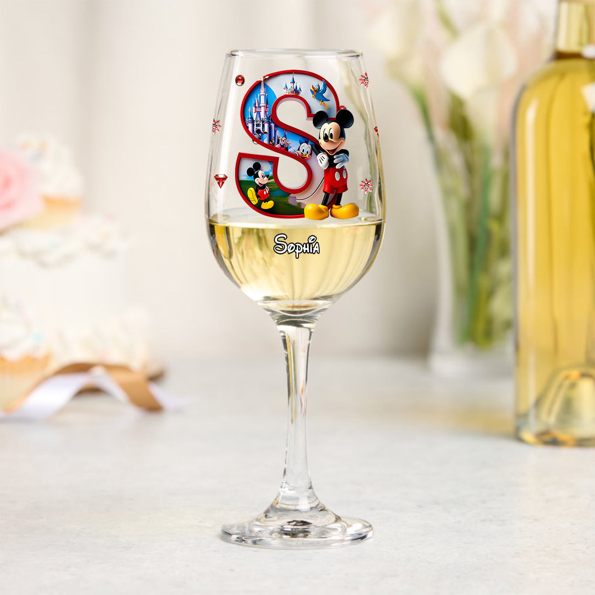 Personalized 13.5oz Wine Glass with Long Stem for Christmas Gift Wine Glass With Long Stem GradoCreations