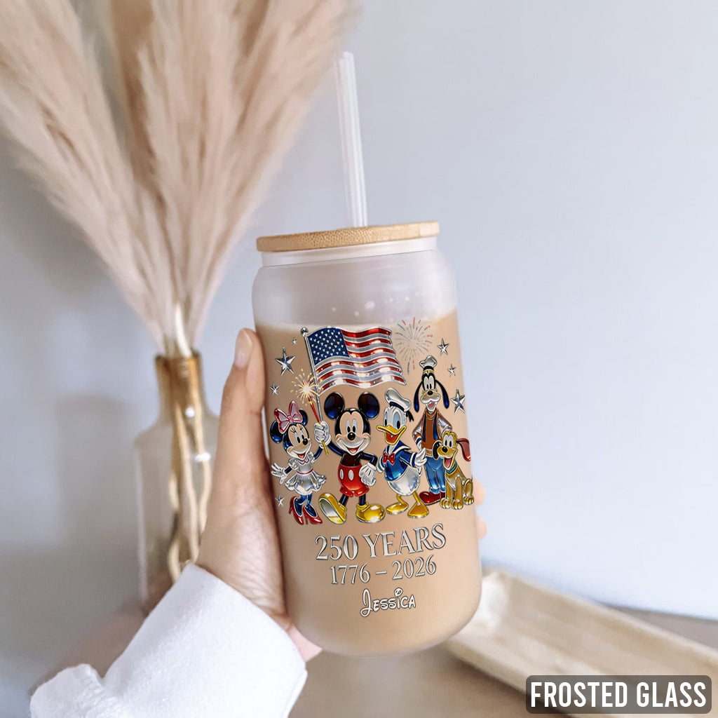 Personalized 250th Anniversary Glass Can with Straw & Lid Gift Can Glass GradoCreations