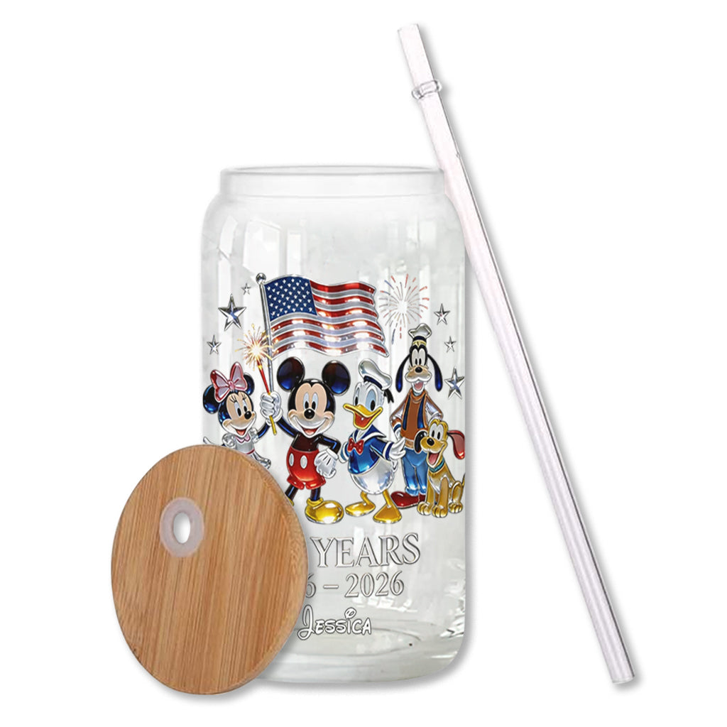 Personalized 250th Anniversary Glass Can with Straw & Lid Gift Can Glass GradoCreations