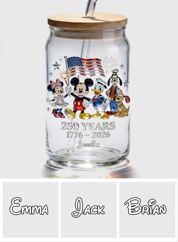 Personalized 250th Anniversary Glass Can with Straw & Lid Gift Can Glass GradoCreations