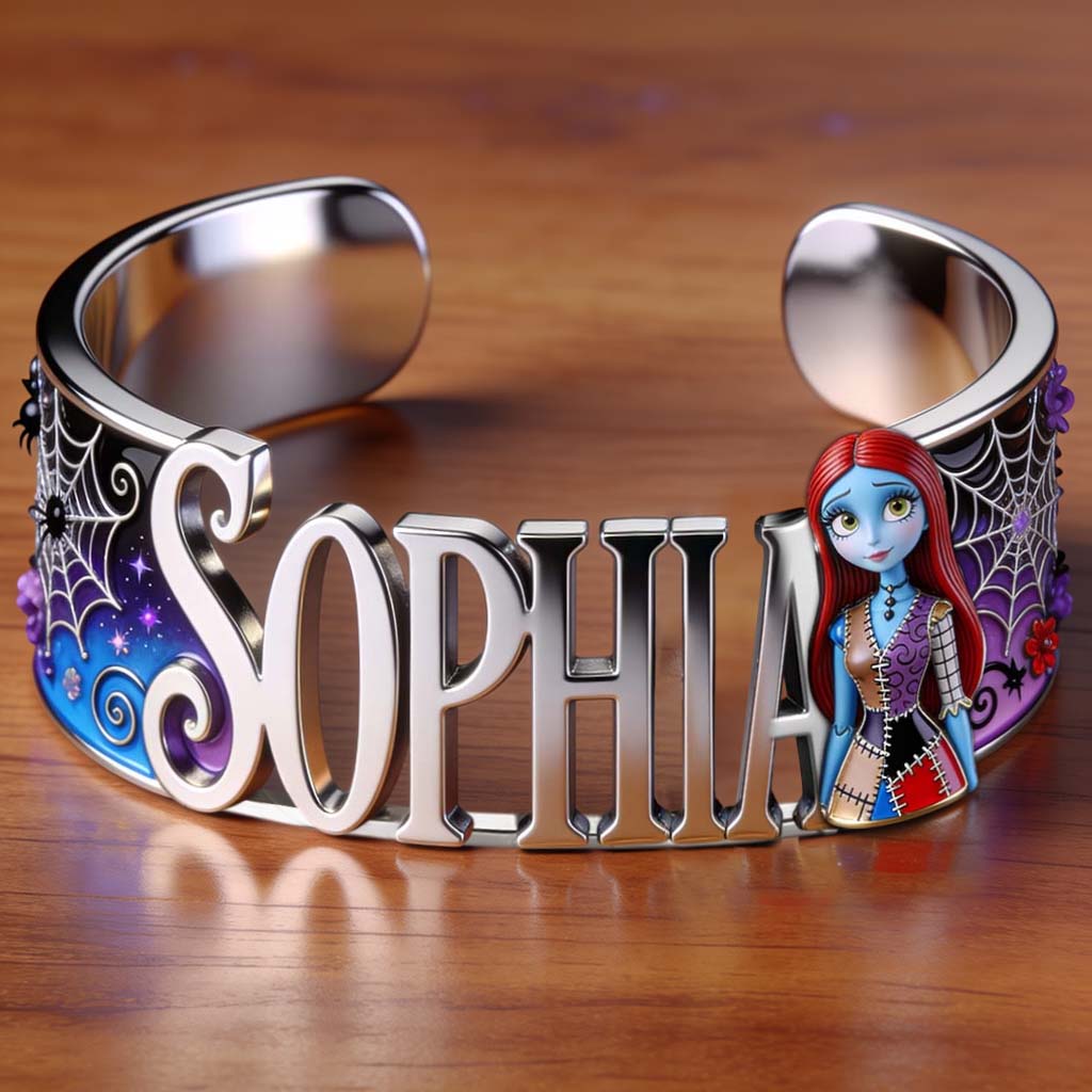 Personalized Nightmare Cuff Bracelet Custom Name Gift for Her Shaped Cuff Bracelet GradoCreations