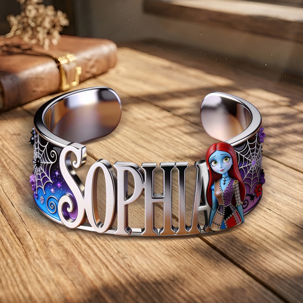 Personalized Nightmare Cuff Bracelet Custom Name Gift for Her Shaped Cuff Bracelet GradoCreations