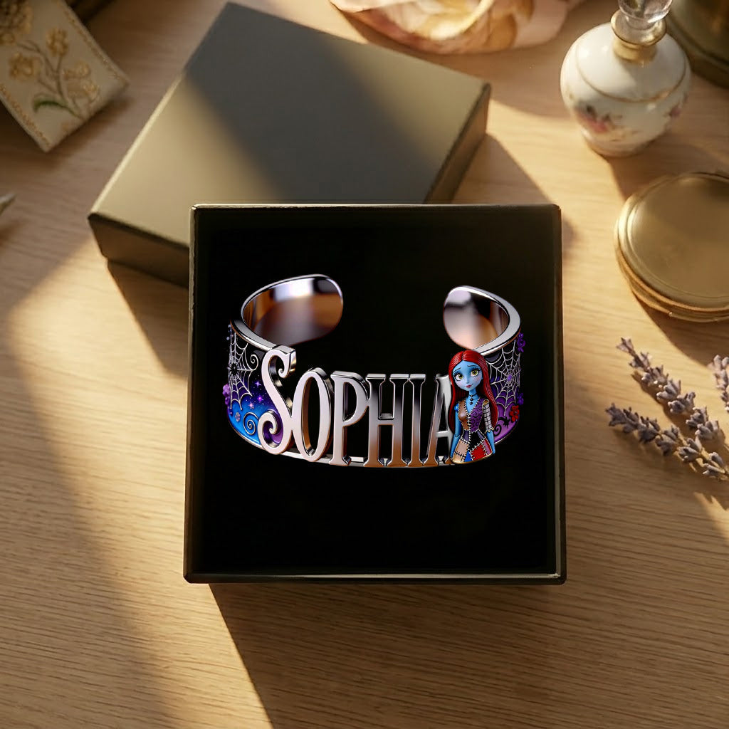 Personalized Nightmare Cuff Bracelet Custom Name Gift for Her Shaped Cuff Bracelet GradoCreations