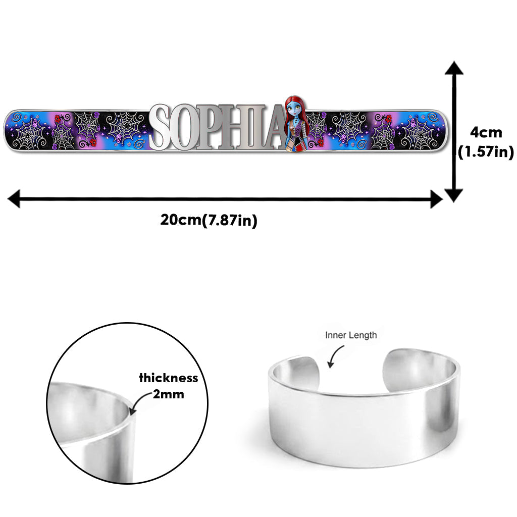 Personalized Nightmare Cuff Bracelet Custom Name Gift for Her Shaped Cuff Bracelet GradoCreations